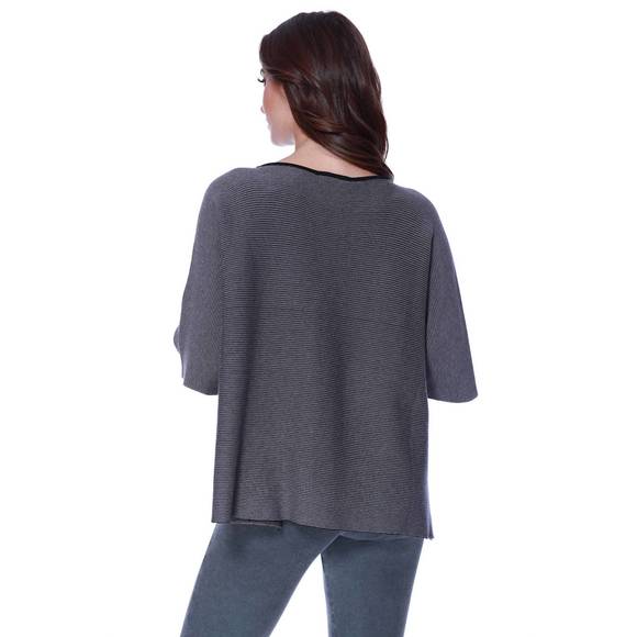 NEW ANGEL 2-tone high slit sweater poncho in gray - Picture 2 of 2